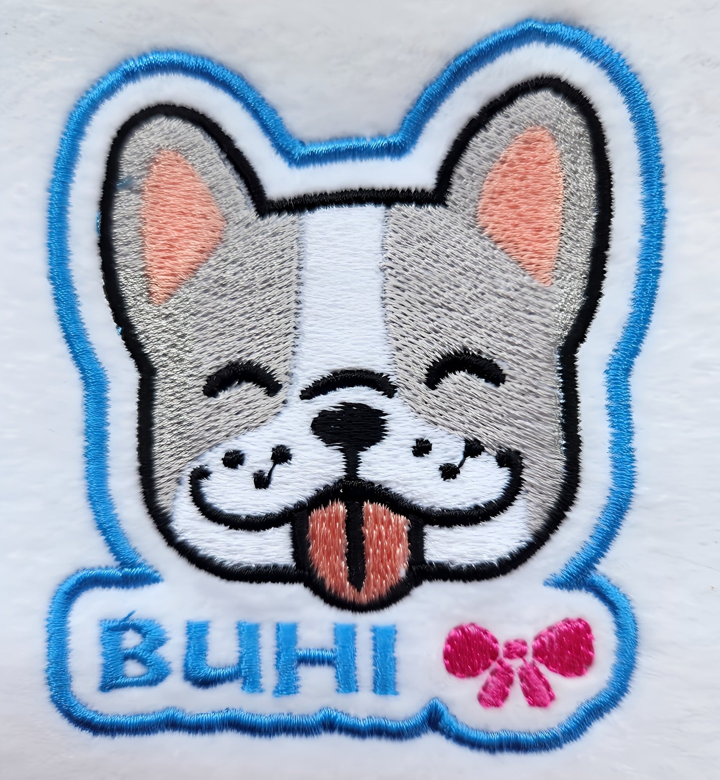 ミシン刺繍でつくったかわいフレブルネームタグ 両面もできます!