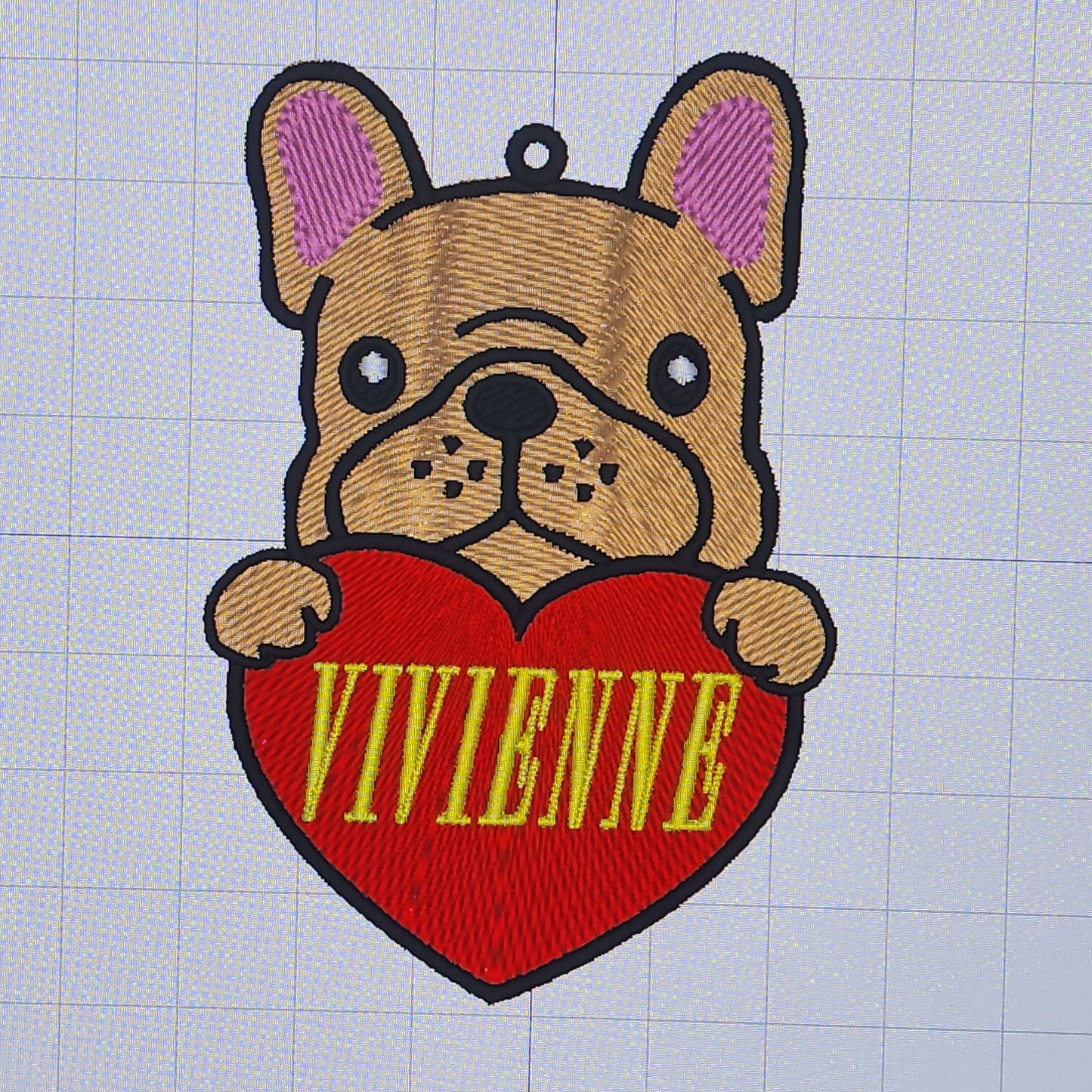 ミシン刺繍でつくったかわいフレブルネームタグ 両面もできます!