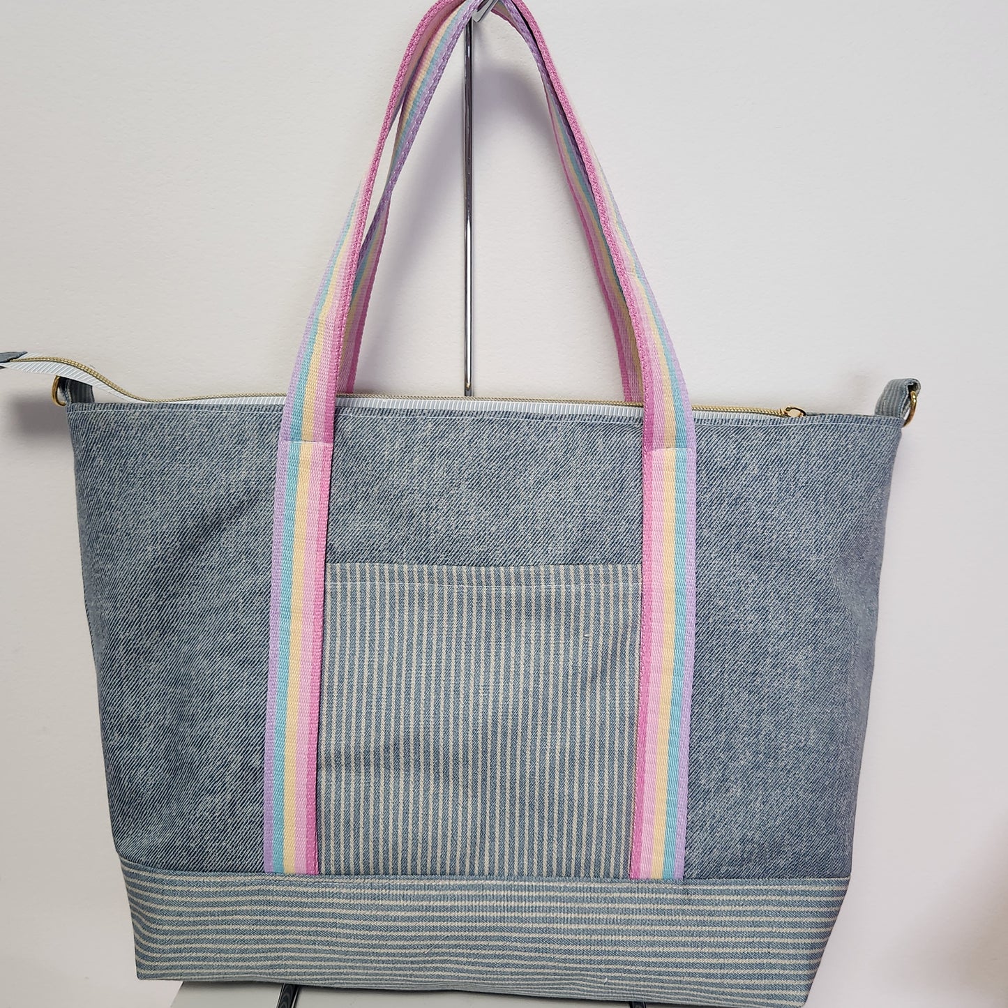 (プレゼント付き)2-WAY エアコンブヒ刺繍の大型デニム👜 2-WAY Air-con Heaven Frenchie embroidered large tote