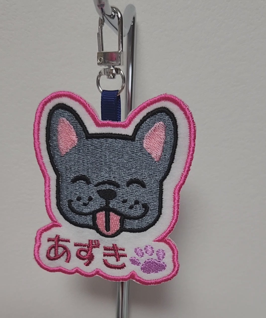 ミシン刺繍でつくったかわいフレブルネームタグ 両面もできます!