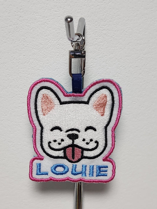 ミシン刺繍でつくったかわいフレブルネームタグ　両面もできます！