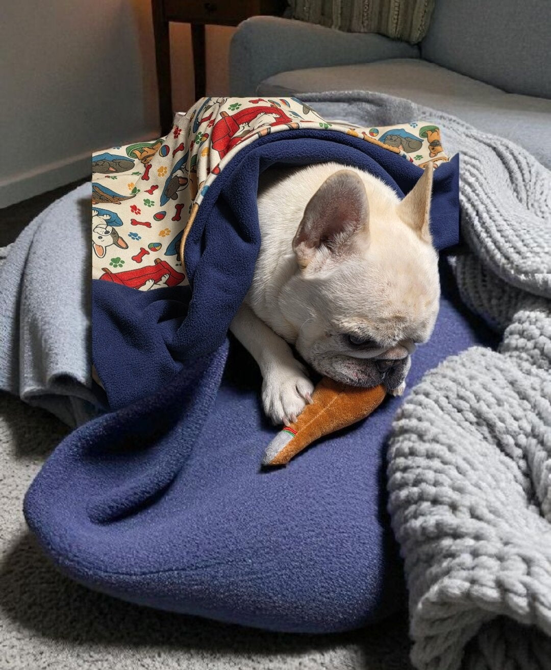 ダブルポーラーフリースブランケット Double Polar Fleece Blanket – French Bulldog Patter