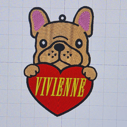 ミシン刺繍でつくったかわいフレブルネームタグ　両面もできます！