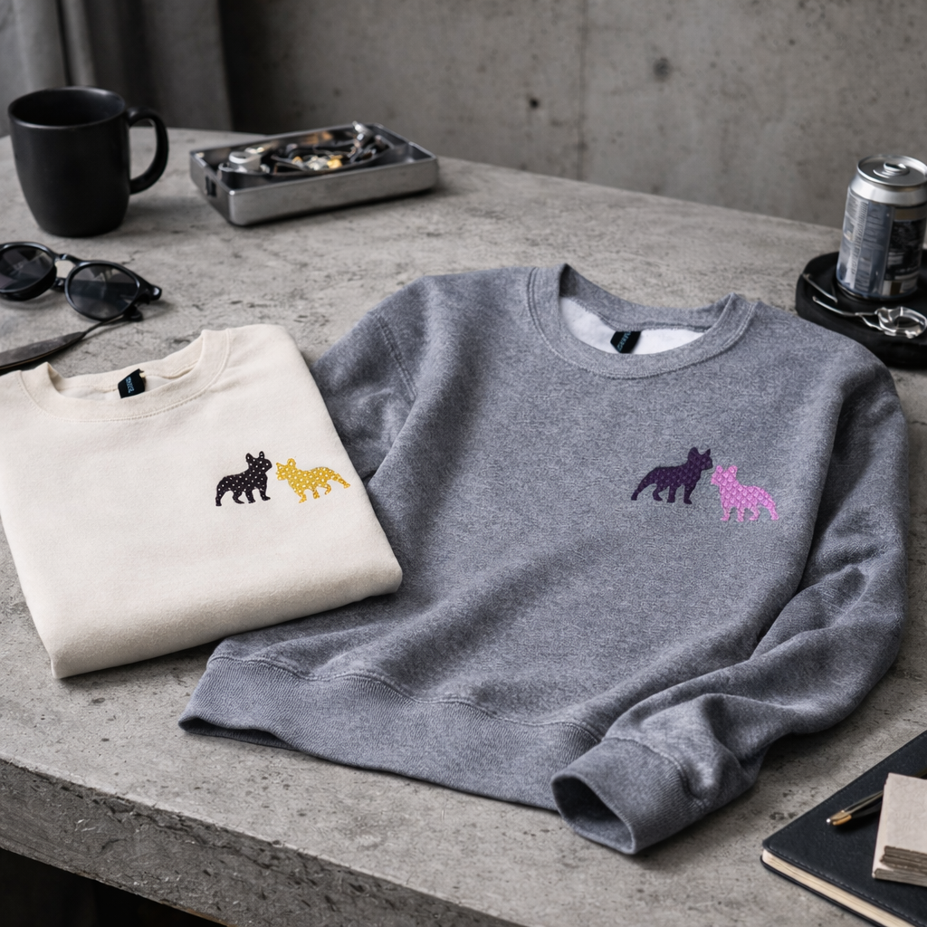 オリジナル刺繍で大人のフレブルスウェット　