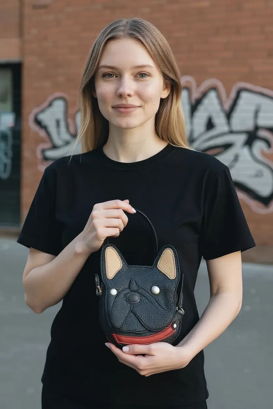 フレブルフェースポーチ（マイバック入り）Frenchie face pouch with a shopping bag inside!