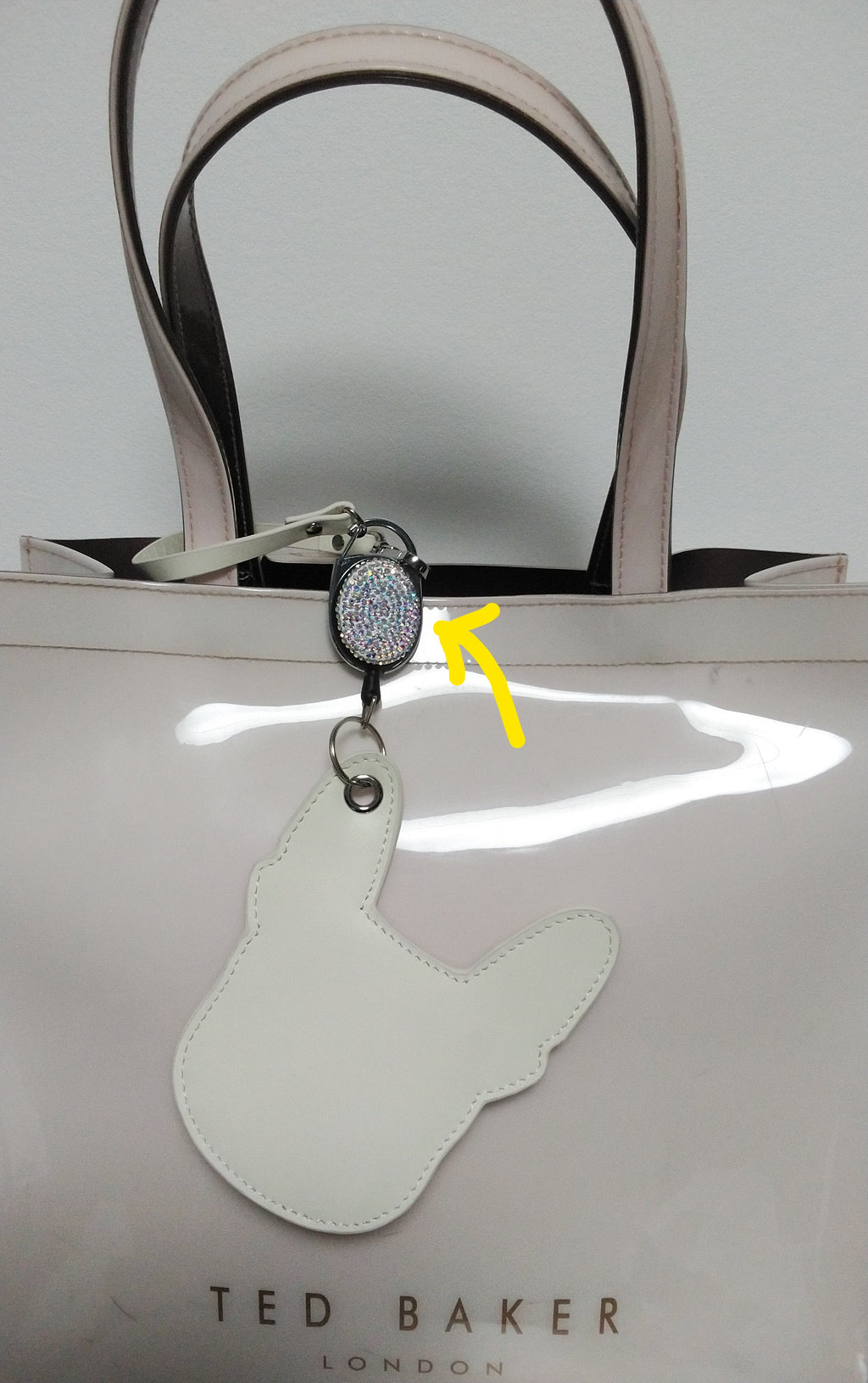 French Bulldog Pass Case with Rhinestone Glitter Reel