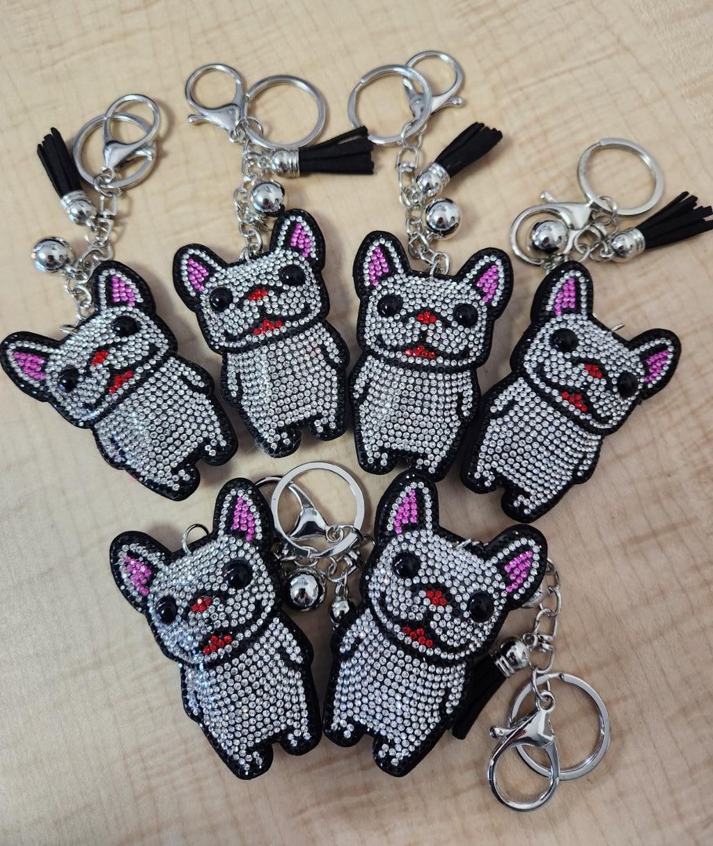キラキラでかわいいフレンチブルドッグキーリング