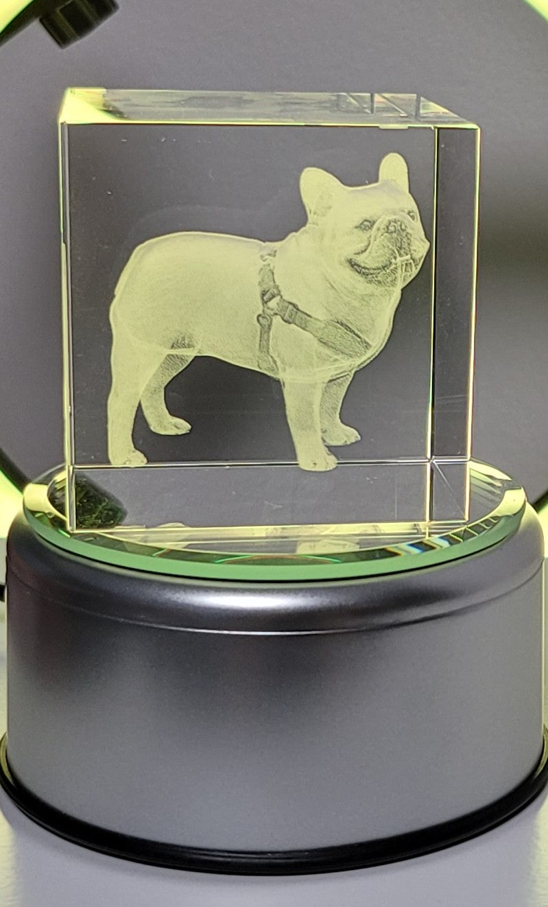 3D French Bulldog Image Crystal Paper Weight
